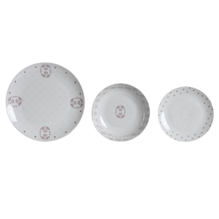 Madlavningsst DKD Home Decor Hvid Pink Porceln Scandi 18 Dele 27 x 27 x 3 cm #1