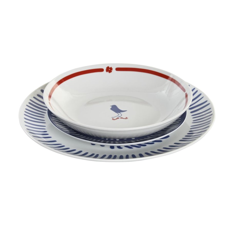 Madlavningsst DKD Home Decor Bl Hvid Rd Porceln Middelhavet 18 Dele 27 x 27 x 3 cm #7