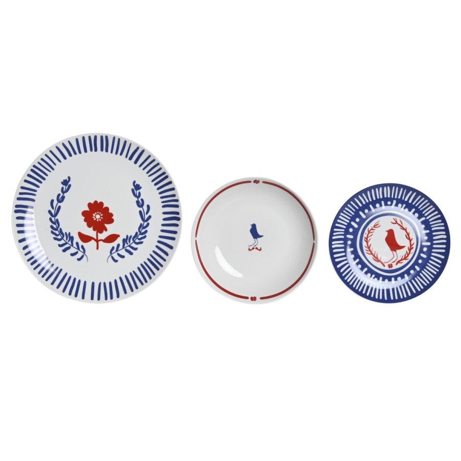 Madlavningsst DKD Home Decor Bl Hvid Rd Porceln Middelhavet 18 Dele 27 x 27 x 3 cm #1