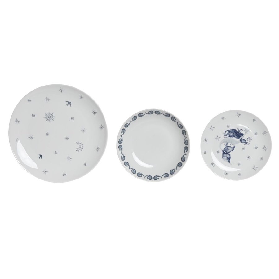 Madlavningsst DKD Home Decor Bl Hvid Porceln 18 Dele 27 x 27 x 3 cm #1