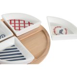 St til appetizere DKD Home Decor 21,5 x 21,5 x 1 cm Rd Bl Hvid Stentj Middelhavet Huse #4
