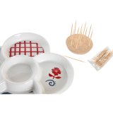 St til appetizere DKD Home Decor Rd Bl Hvid Stentj 22 x 22 x 7 cm Middelhavet Huse #4