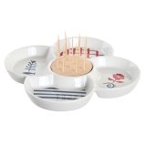 St til appetizere DKD Home Decor Rd Bl Hvid Stentj 22 x 22 x 7 cm Middelhavet Huse #1