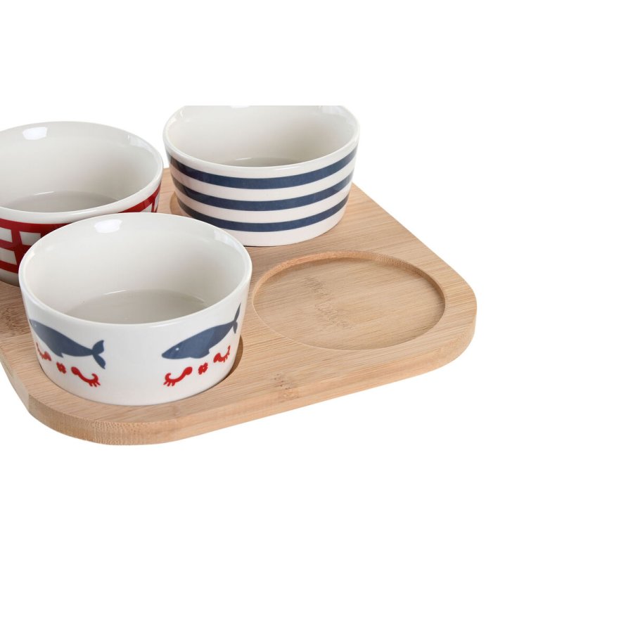 St til appetizere DKD Home Decor 19,7 x 19,7 x 1 cm Natur Rd Bl Hvid Stentj Middelhavet Huse #4