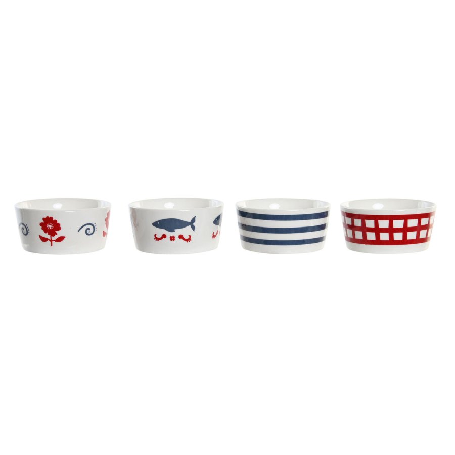 St til appetizere DKD Home Decor 19,7 x 19,7 x 1 cm Natur Rd Bl Hvid Stentj Middelhavet Huse #7