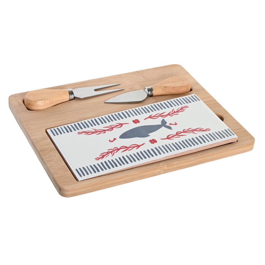 St til appetizere DKD Home Decor 24,5 x 20 x 1,2 cm Rd Bl Stentj Middelhavet Huse #1