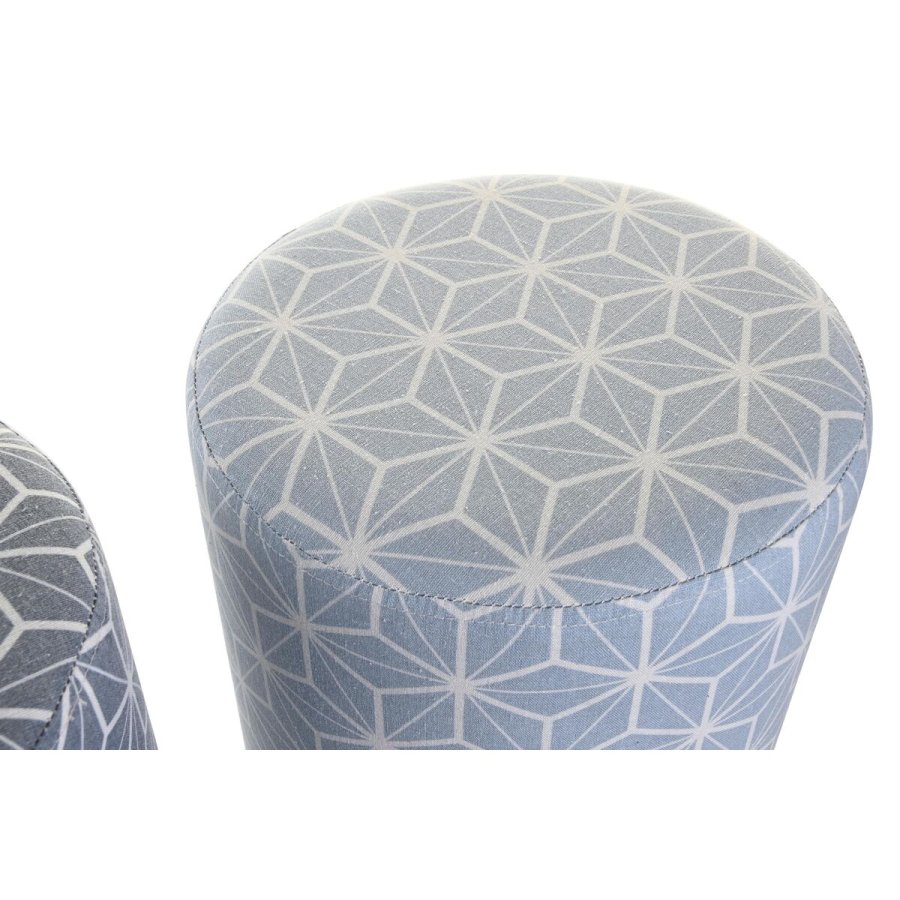 Fodsttte DKD Home Decor 31 x 31 x 33 cm Bl Himmelbl Fyrretr Geometri Middelhavet (2 enheder) #3