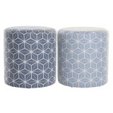 Fodsttte DKD Home Decor 31 x 31 x 33 cm Bl Himmelbl Fyrretr Geometri Middelhavet (2 enheder) #1