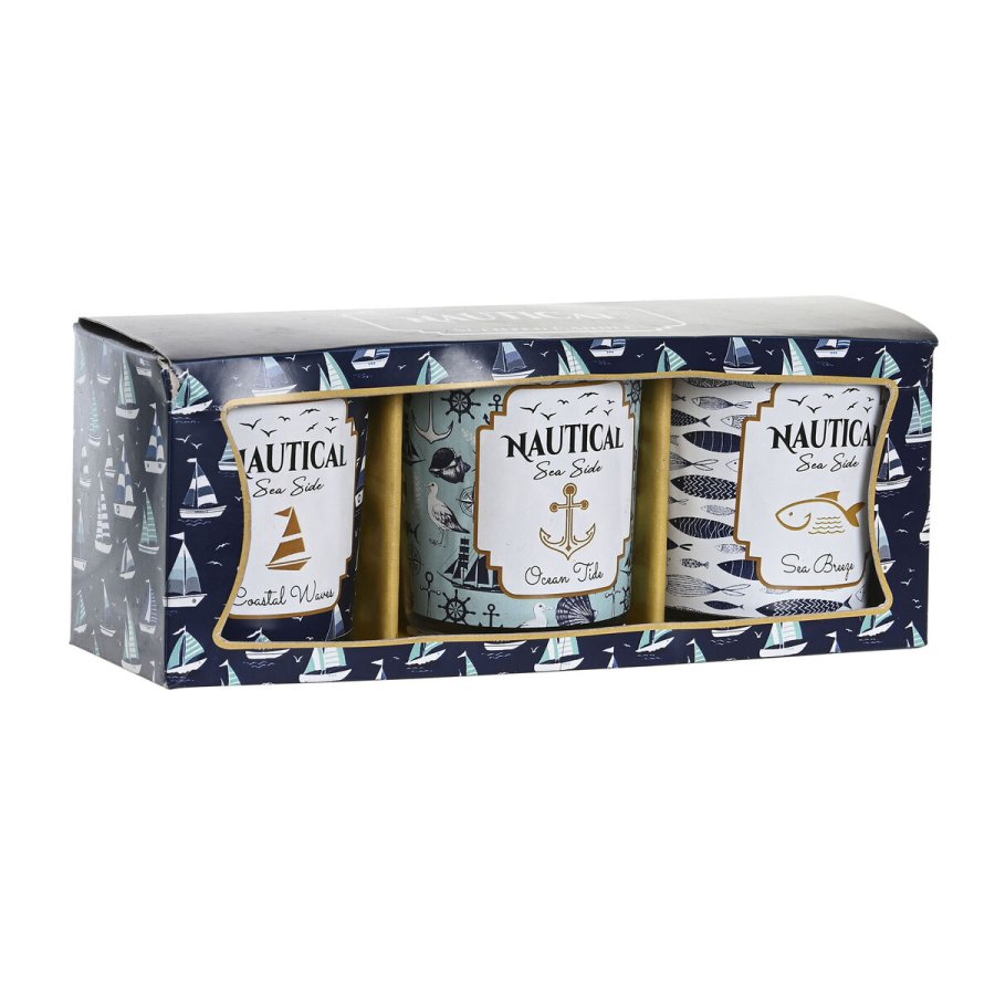 Stearinlys DKD Home Decor Bl Voks Krystal 17 x 5 x 6 cm (3 enheder) #1