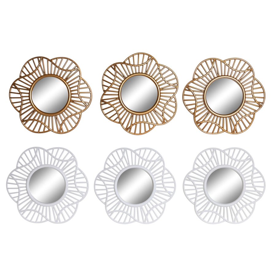 St med Spejle DKD Home Decor Krystal Gylden Hvid polypropylen (25 x 2 x 25 cm) (2 enheder) #1