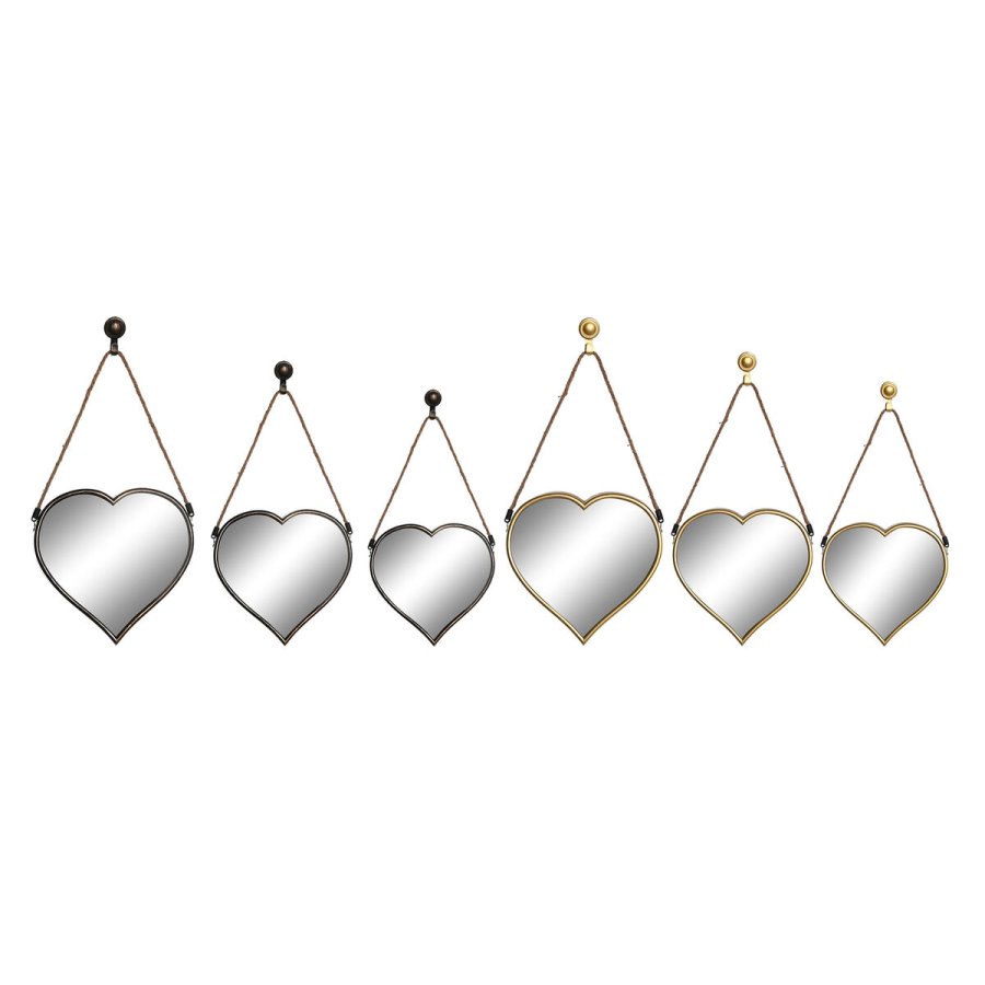 St med Spejle DKD Home Decor Scandi Krystal Sort Gylden polypropylen (26 x 3 x 26 cm) (2 enheder) #1