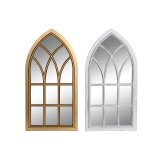 Vgspejl DKD Home Decor Krystal Gylden Hvid polypropylen Cottage Vindue (2 enheder) #1