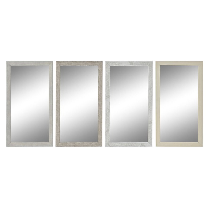 Vgspejl DKD Home Decor Hvid Beige Mrkegr 36 x 2 x 66 cm (4 enheder) #1