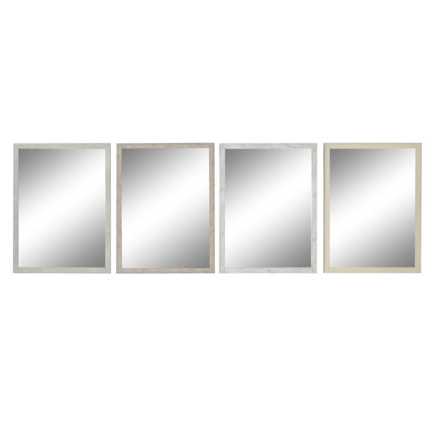 Vgspejl DKD Home Decor Hvid Beige Gr 56 x 2 x 76 cm (4 enheder) #1