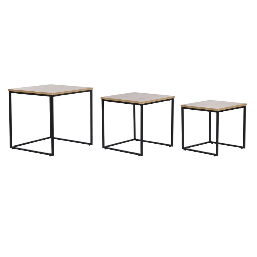 St med 3 borde DKD Home Decor Sort Metal 45 x 45 x 45 cm Tr MDF #1