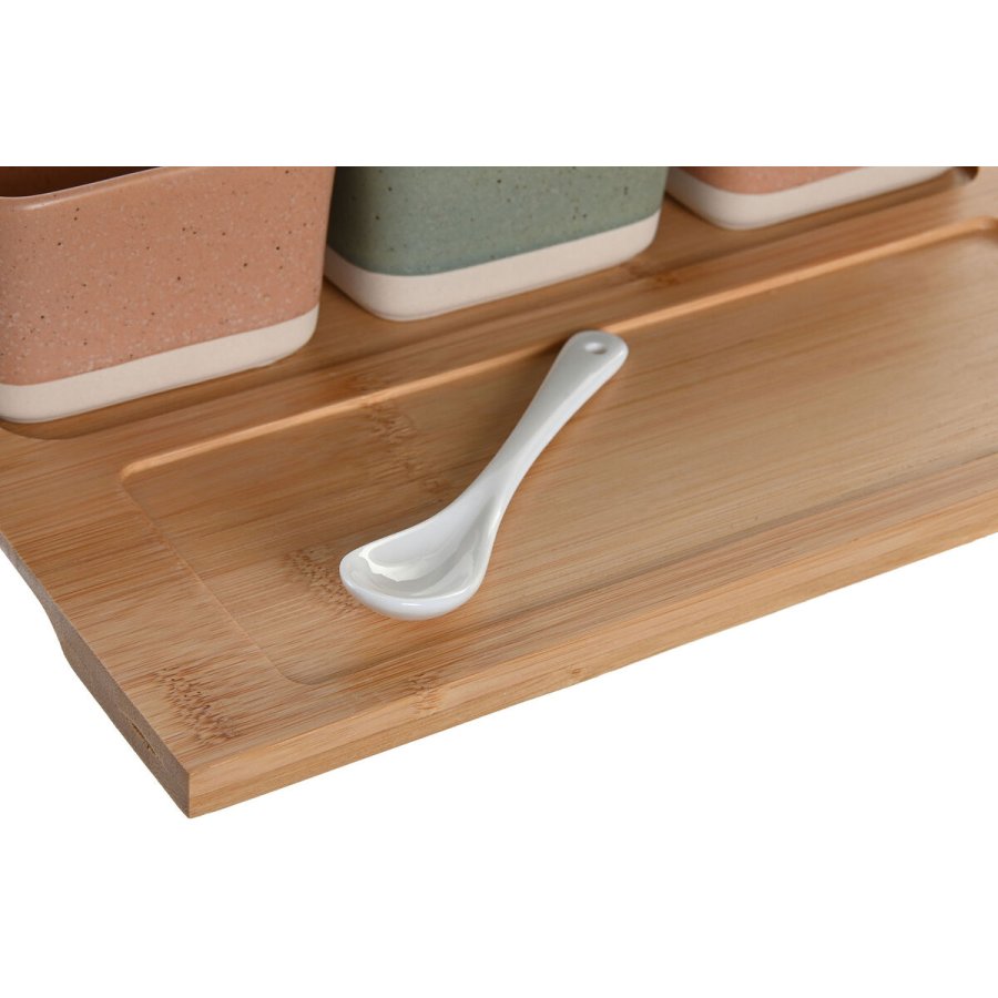 St til appetizere DKD Home Decor 26 x 9 x 4 cm Porceln Multifarvet Bambus 8 Dele Skandinavisk #7
