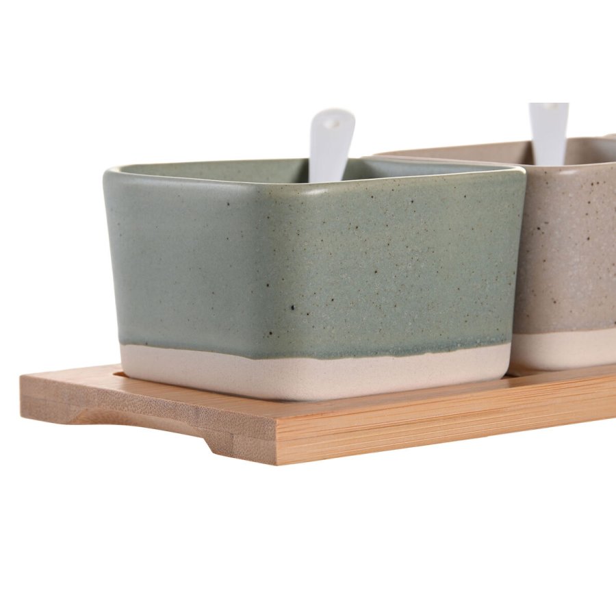 St til appetizere DKD Home Decor 29 x 11,5 x 1,5 cm Porceln Multifarvet Bambus Skandinavisk #4