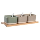 St til appetizere DKD Home Decor 29 x 11,5 x 1,5 cm Porceln Multifarvet Bambus Skandinavisk #1