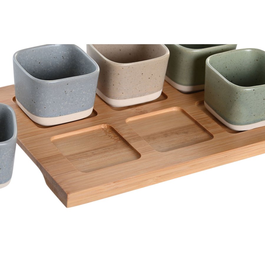 St til appetizere DKD Home Decor 21,6 x 15 x 1,5 cm Porceln Multifarvet Bambus Skandinavisk #7
