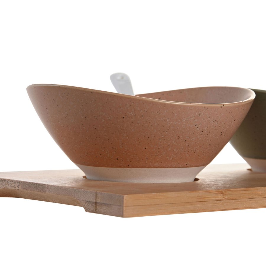 St til appetizere DKD Home Decor 29 x 15,5 x 1,5 cm Porceln Multifarvet Bambus Skandinavisk #4