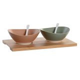 St til appetizere DKD Home Decor 29 x 15,5 x 1,5 cm Porceln Multifarvet Bambus Skandinavisk #1