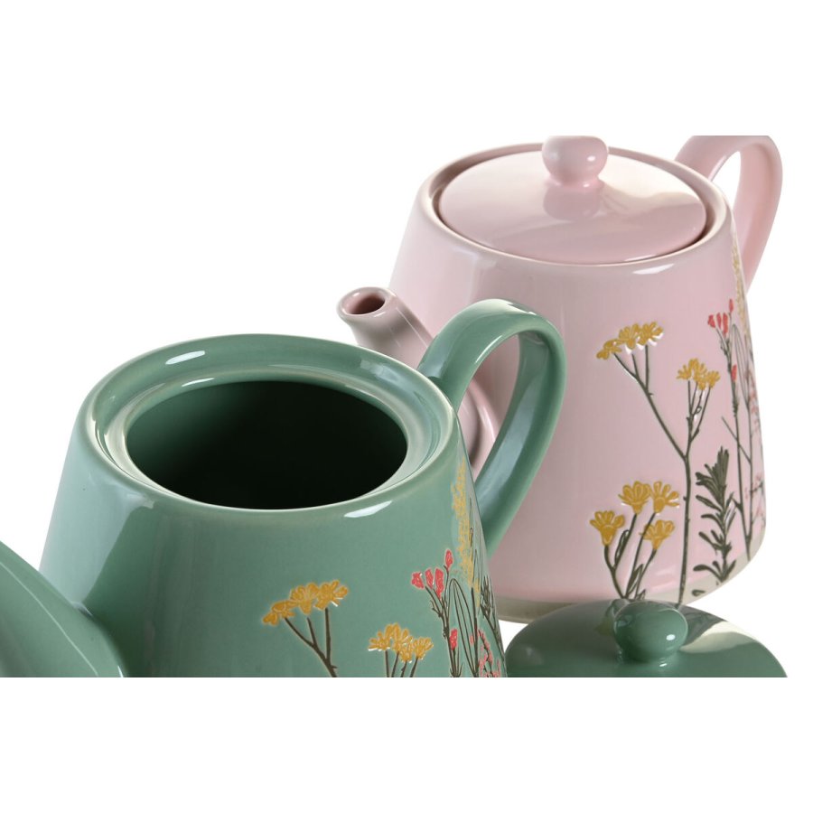 Tekande DKD Home Decor Pink Grn Stentj (2 enheder) #4