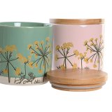 Blik DKD Home Decor 11,5 x 11,5 x 12 cm Floral Pink Grn Bambus Stentj Shabby Chic (2 enheder) #7