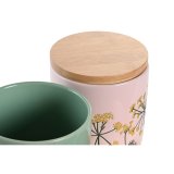 Blik DKD Home Decor 11,5 x 11,5 x 12 cm Floral Pink Grn Bambus Stentj Shabby Chic (2 enheder) #4