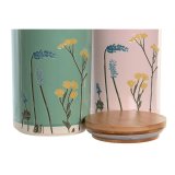 Blik DKD Home Decor 11,5 x 11,5 x 17,5 cm Floral Pink Grn Bambus Stentj Shabby Chic (2 enheder) #7