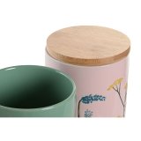 Blik DKD Home Decor 11,5 x 11,5 x 17,5 cm Floral Pink Grn Bambus Stentj Shabby Chic (2 enheder) #4