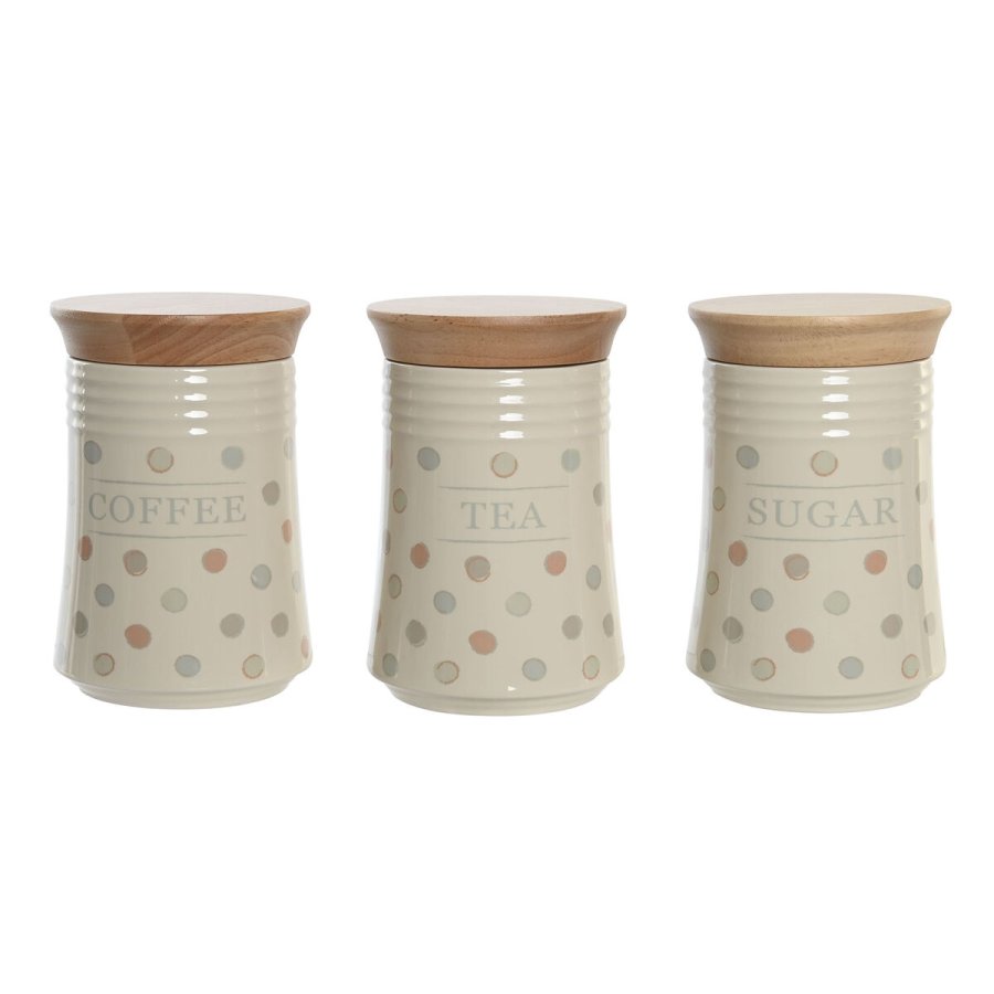 Blik DKD Home Decor Beige Bambus Stentj Prikket 10 x 10 x 16 cm (3 enheder) #1