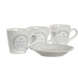 Set med kopper og underkopper DKD Home Decor Hvid Metal Stentj 90 ml 8 x 6 x 6 cm 11 x 11 x 2 cm #4
