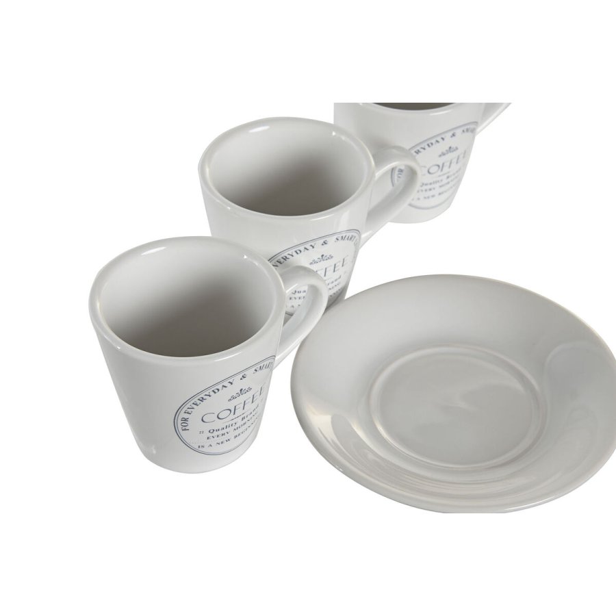 Set med kopper og underkopper DKD Home Decor Hvid Metal Stentj 90 ml 8 x 6 x 6 cm 11 x 11 x 2 cm #7