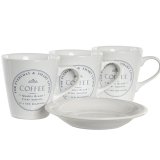 Set med kopper og underkopper DKD Home Decor Hvid Metal Stentj 180 ml 12 x 12 x 2 cm #4