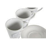 Set med kopper og underkopper DKD Home Decor Hvid Metal Stentj 180 ml 12 x 12 x 2 cm #7