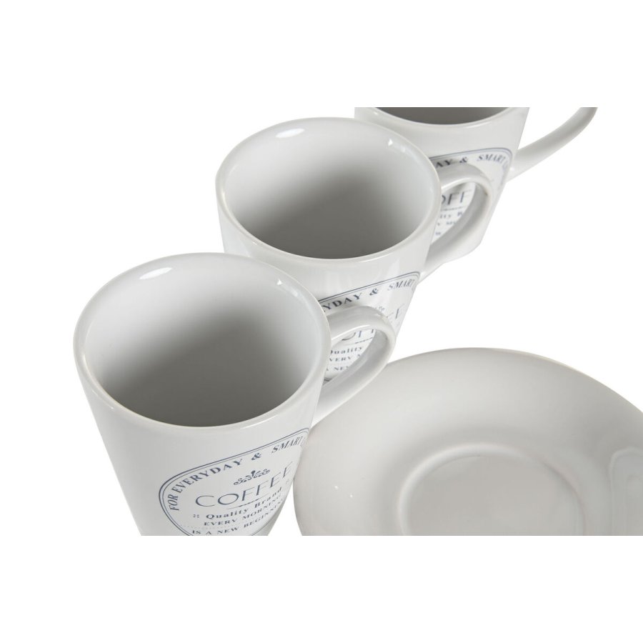 Set med kopper og underkopper DKD Home Decor Hvid Metal Stentj 180 ml 12 x 12 x 2 cm #7