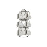 Set med kopper og underkopper DKD Home Decor Hvid Metal Stentj 180 ml 12 x 12 x 2 cm #1