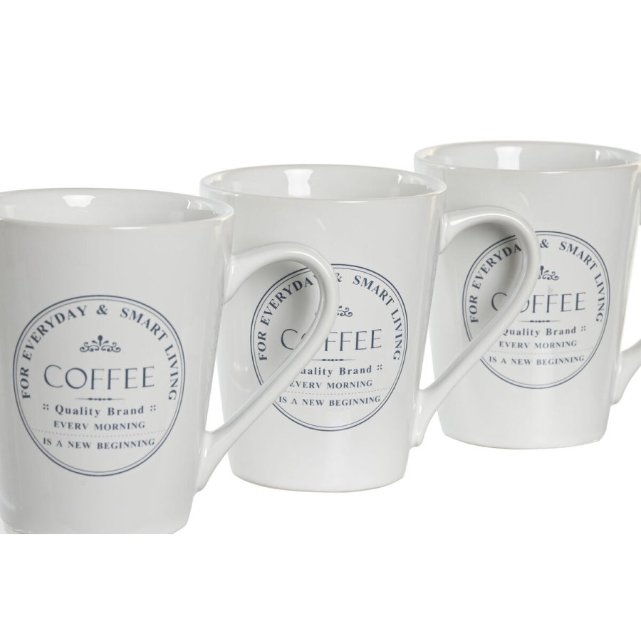 Set med kopper og underkopper DKD Home Decor Hvid Metal Stentj 300 ml 14 x 14 x 31 cm 12,5 x 9,5 x 10,5 cm (5 Dele) #4