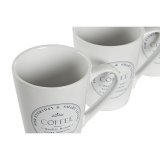 Set med kopper og underkopper DKD Home Decor Hvid Metal Stentj 300 ml 14 x 14 x 31 cm 12,5 x 9,5 x 10,5 cm (5 Dele) #7