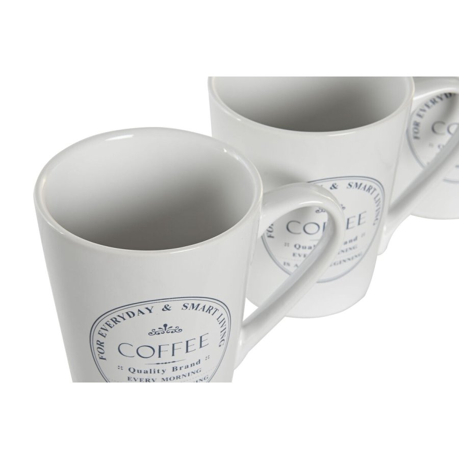 Set med kopper og underkopper DKD Home Decor Hvid Metal Stentj 300 ml 14 x 14 x 31 cm 12,5 x 9,5 x 10,5 cm (5 Dele) #7