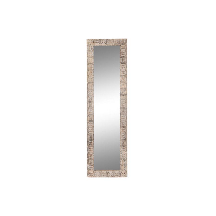 Vgspejl DKD Home Decor 44 x 3 x 150 cm Krystal Brun Hvid Mangotr Indianer mand Tr MDF Afkldt #1