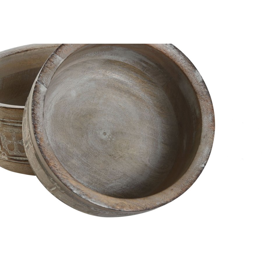 Borddekoration DKD Home Decor Hvid Natur Mangotr 30,5 x 30,5 x 12,7 cm (3 Dele) #3