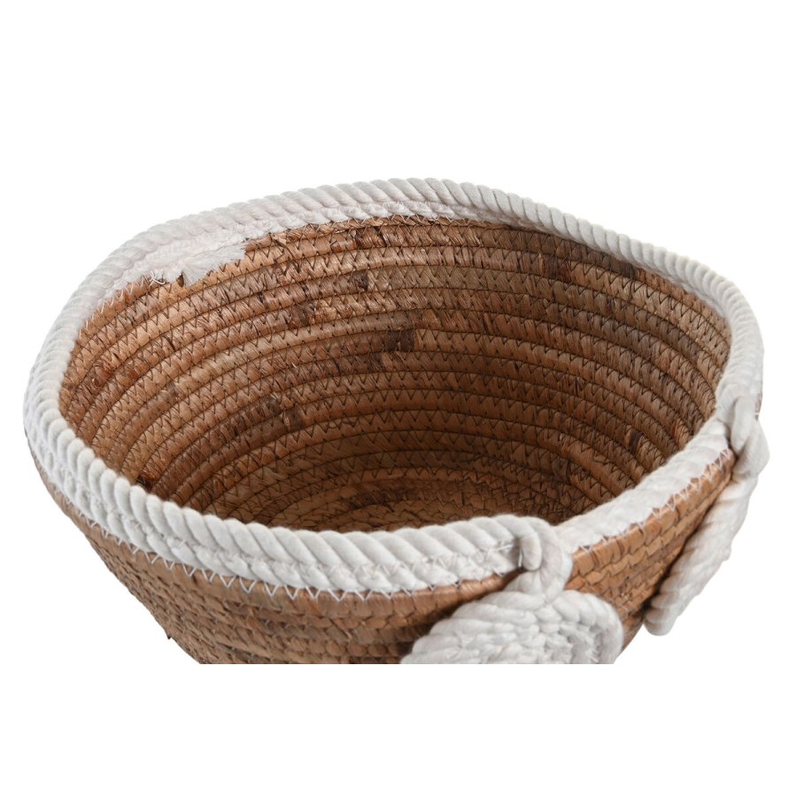 Borddekoration DKD Home Decor Hvid Natur Tov Naturlig fiber 29 x 29 x 14 cm 30 x 30 x 14 cm 32 x 32 x 14 cm #3