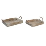 Bakkest DKD Home Decor Gul Natur 48 x 38 x 15 cm 52 x 38 x 15 cm (2 enheder) #1