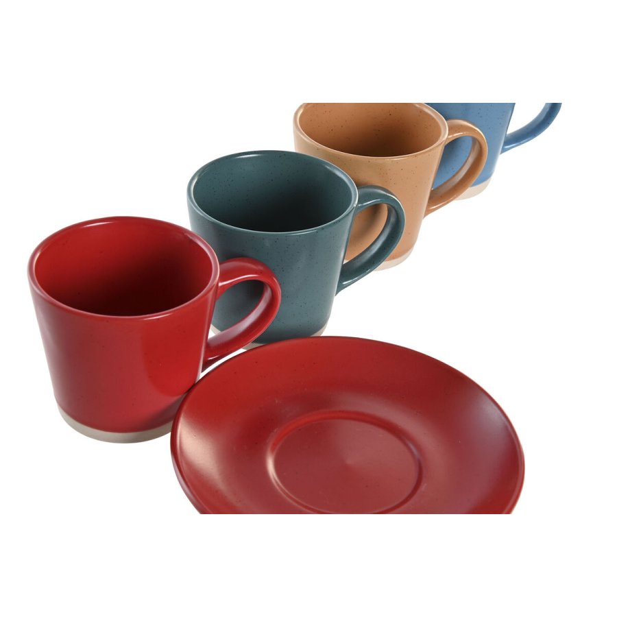 Set med kopper og underkopper DKD Home Decor Gul Bl Rd Grn Stentj 180 ml 14 x 14 x 2 cm #7