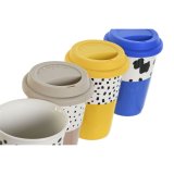 Kop med lg DKD Home Decor Multifarvet dyr Urban 400 ml (4 enheder) #4