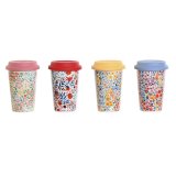 Kop med lg DKD Home Decor Multifarvet Cvetlice 400 ml (4 enheder) #1