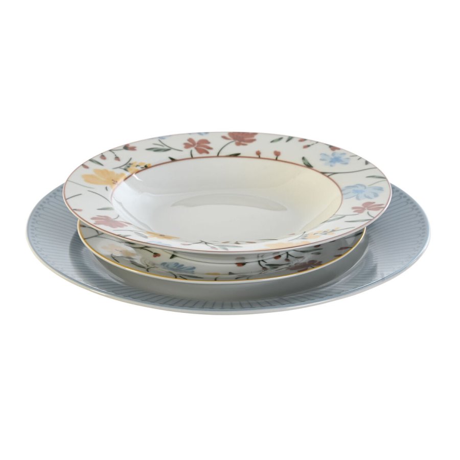 Spisestel DKD Home Decor Bl Hvid Porceln Floral 27 x 27 x 3 cm 18 Dele #4