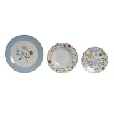 Spisestel DKD Home Decor Bl Hvid Porceln Floral 27 x 27 x 3 cm 18 Dele #1