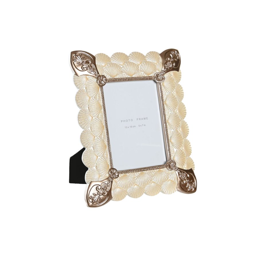Fotoramme DKD Home Decor 22,8 x 2,6 x 28,6 cm Krystal Kobber Hvid Harpiks Romantisk #1
